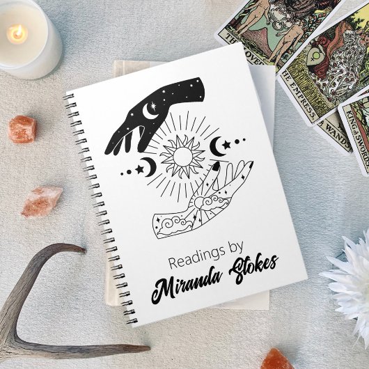 天体トレンディー太陽と月と手のタロットジャーナル ノートブック