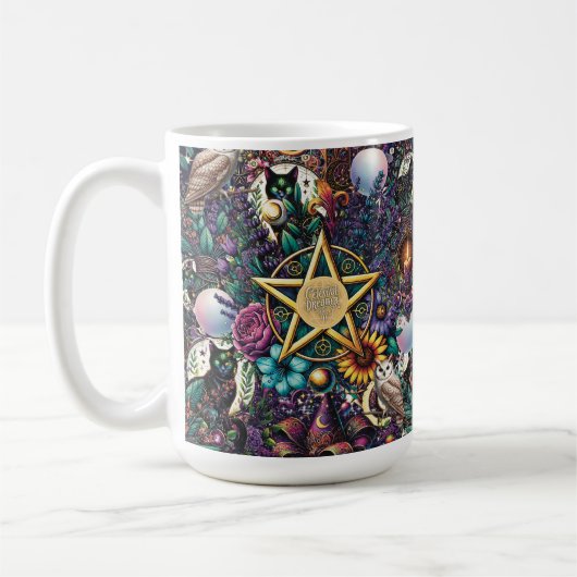 天体ドリーマーの神秘的なデザイン異教と自然 コーヒーマグカップ (左)