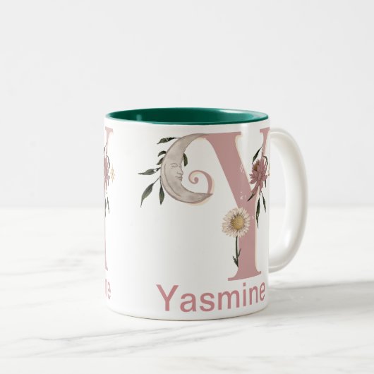 天体フローラ名前をカスタムする文字Yモノグラムオン ツートーンマグカップ (正面右)