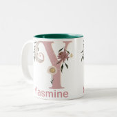 天体フローラ名前をカスタムする文字Yモノグラムオン ツートーンマグカップ (正面左)