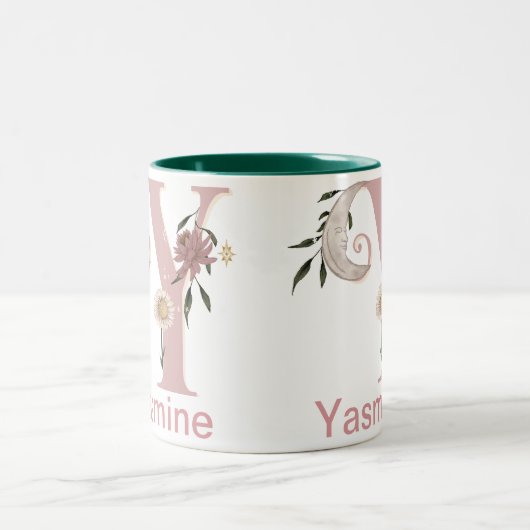 天体フローラ名前をカスタムする文字Yモノグラムオン ツートーンマグカップ (中央)