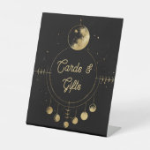 天体ブラックゴールド月結婚カードとギフト 台座サイン (正面)