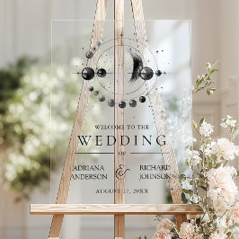 天体ブラックホワイト月 結婚式 ウェルカム アクリルサイン