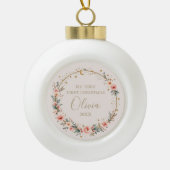 天体ベビー初めてのクリスマス パーソナライズされた セラミックボールオーナメント (正面)