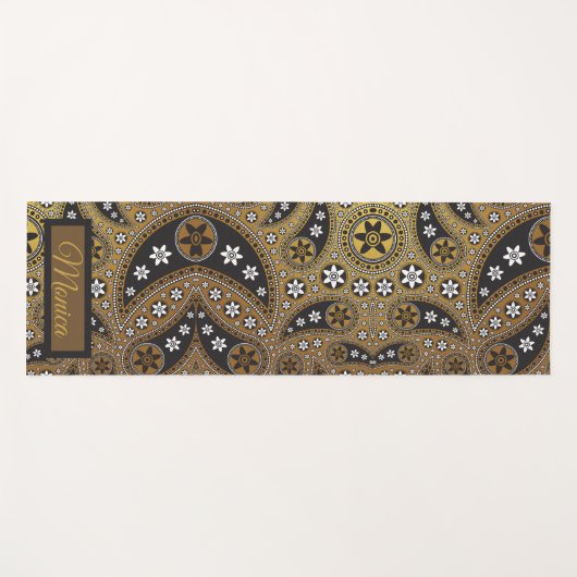 天体ペイズリーフローラパーソナライズされた名 ヨガマット (正面(横))