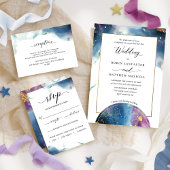天体マップティール（緑がかった色）ブルーパープルウォーター結婚カラー 招待状