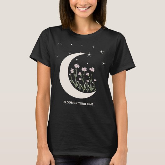 天体ムーン＆フラワースターTシャツ Tシャツ (正面)