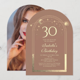 天体モカ ゴールド 太陽 月 星 30歳の誕生日 招待状