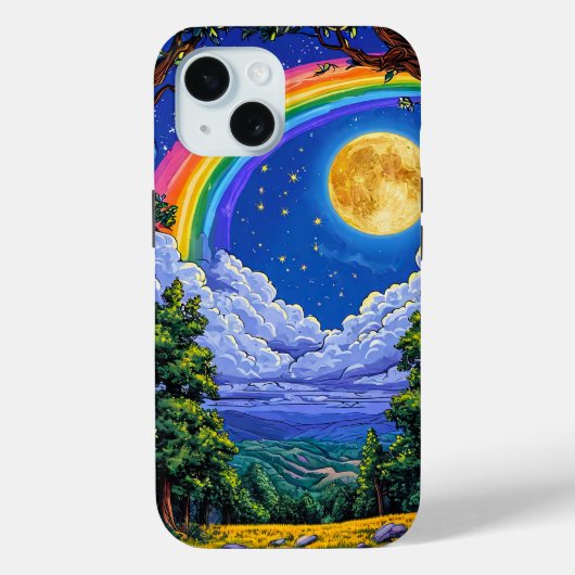 天体レインボー銀河月星スペースデザイン Case-Mate iPhoneケース (裏面)