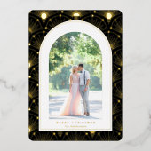 天体ヴィンテージアールデコ写真クリスマスカード 箔シーズンカード (正面)