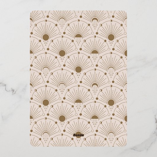 天体ヴィンテージアールデコ写真クリスマスカード 箔シーズンカード (裏面)