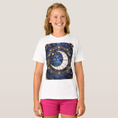 天体三日月装飾ステンドグラス月 Tシャツ (正面フル)