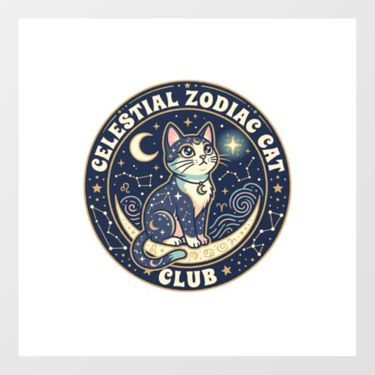 天体十二宮猫 かわいい猫 Tシャツ デザイン - Cel ウィンドウサイン (シート)