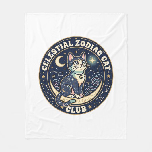 天体十二宮猫 かわいい猫 Tシャツ デザイン - Cel フリースブランケット (正面)