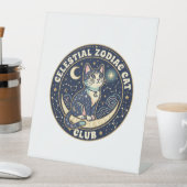 天体十二星座の猫 かわいい猫 Tシャツ デザイン - Cel 台座サイン (インサイチュ)