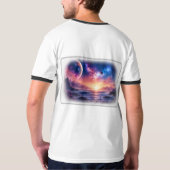 天体地平線銀河ラインネックTシャツ Tシャツ (裏面フル)