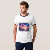 天体地平線銀河ラインネックTシャツ Tシャツ (正面フル)