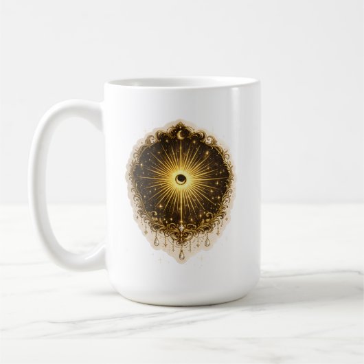 天体太陽と月のシンボル 聖なる宇宙のバランス コーヒーマグカップ (左)