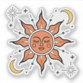 天体太陽と月のビニールステッカー シール (正面)