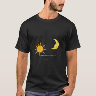 天体太陽と月の地平線ミニマリストアート Tシャツ