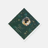 天体太陽と月の花星グリーン スタンダードカクテルナプキン (角)
