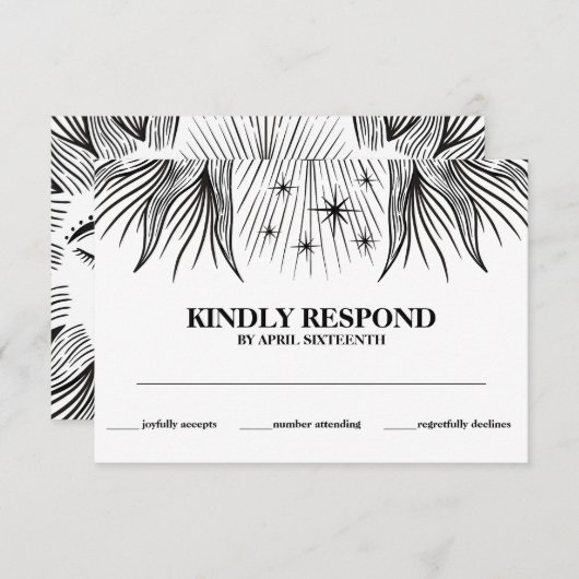 天体太陽月星ボホハンドファスティング出欠確認 エンクロージャーカード (正面/裏面)