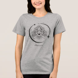 天体女性,月,星,ボヘミアン,エレガントな天文学 トライブレンドTシャツ