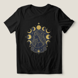 天体女神の月と星の女性用Tシャツ トライブレンドTシャツ