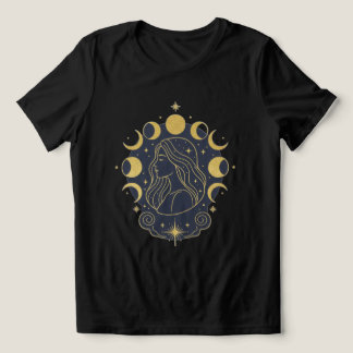 天体女神の月と星の女性用Tシャツ トライブレンドTシャツ