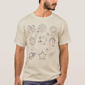 天体宇宙の惑星と星のマーブル柄Tシャツ Tシャツ (正面)