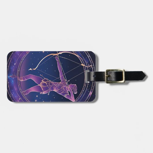 天体射手座〔占星術の〕十二宮図標識 ラゲッジタグ (正面横)