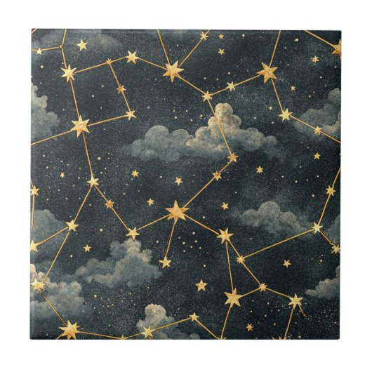 天体星座の星のパターン (1) タイル (正面)