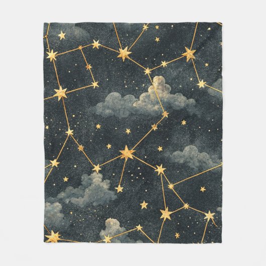 天体星座の星のパターン (1) フリースブランケット (正面)