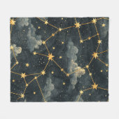 天体星座の星のパターン (1) フリースブランケット (正面(横))