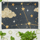天体星座の星のパターン (2) キッチンタオル (折り畳み)
