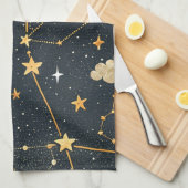 天体星座の星のパターン (2) キッチンタオル (四つ折り)