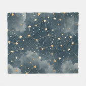 天体星座の星のパターン (4) フリースブランケット (正面(横))