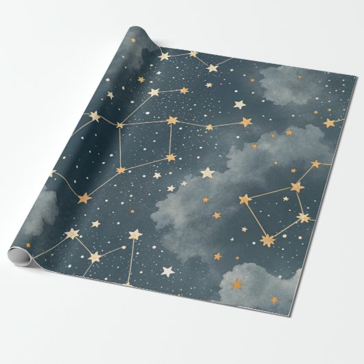 天体星座の星のパターン (4) ラッピングペーパー (アンロールド)