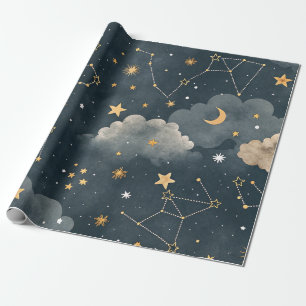 天体星座の星のパターン (5) ラッピングペーパー