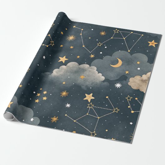 天体星座の星のパターン (5) ラッピングペーパー (アンロールド)