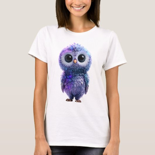 天体星雲銀河フクロウの女性 Tシャツ (正面)