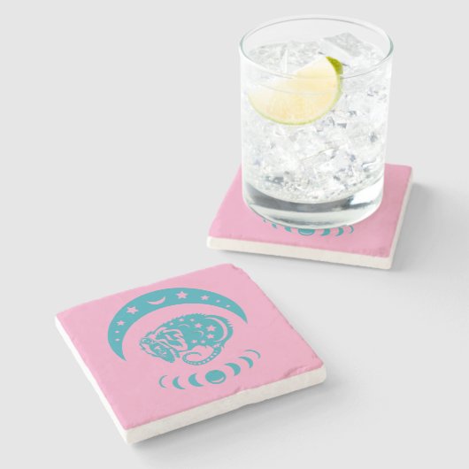 天体最近の月のポッサムのお洒落自然 ストーンコースター (横)