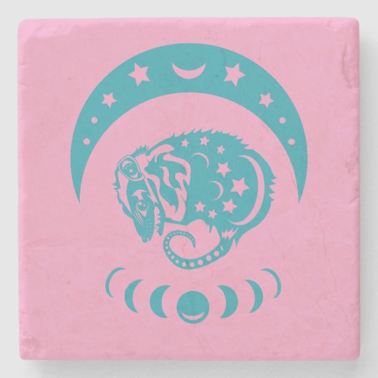 天体最近の月のポッサムのお洒落自然 ストーンコースター (正面)