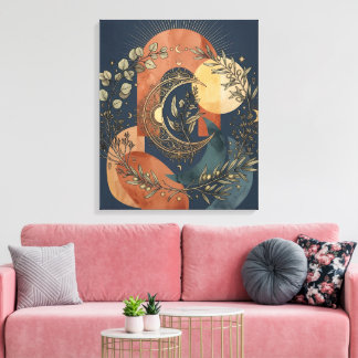 天体月と太陽の金のアーチ キャンバスプリント