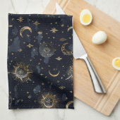 天体月と星 キッチンタオル (四つ折り)