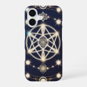天体月のサイクルマンダラ - 神聖幾何学 iPhone 16ケース (裏面)