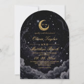 天体月星空の夜の結婚式 招待状 (正面)