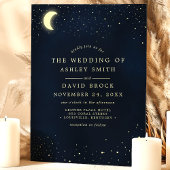 天体月星 ミッドナイトブルー ウェディング 招待状
