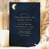 天体月星 ミッドナイトブルー ウェディング 招待状