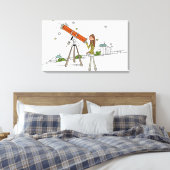 天体望遠鏡を使った人 キャンバスプリント (インサイチュ (寝室))